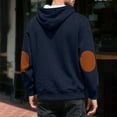 thumbnail image 5 of safuny Men's Henley Hoodie Cable Knit Elbow Patch Casual Long Sleeve Pullover Navy S, 5 of 5