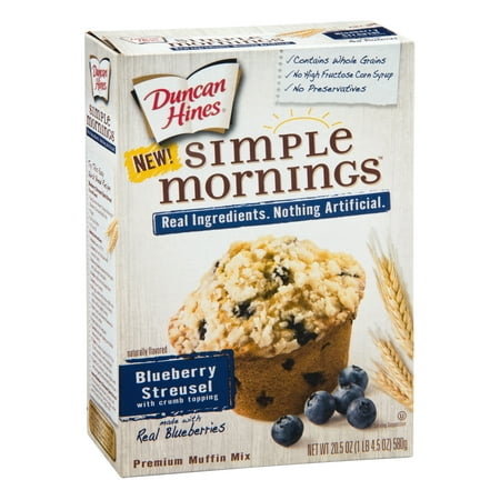 (2 Pack) Duncan Hines Simple Mornings Blueberry Streusel with Crumb Topping Muffin Mix, 20.5 oz (Best Low Fat Blueberry Muffins)