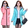 thumbnail image 1 of Chaqueta de algodón de longitud media a larga para mujer, chaqueta de algodón con capucha y corte ajustado para invierno, 1 of 3