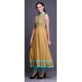 thumbnail image 3 of Bimba Robe Anarkali à Col Mandarin Imprimé Géométrique Orange Pâle pour Femmes Kurta Ethnique Indienne Moyenne, 3 of 6