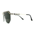 thumbnail image 4 of Mens Luxury Flat Top Shield Robotic Mob Metal Rim Sunglasses Gold Green, 4 of 4
