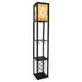 thumbnail image 2 of Floor Lamp with Shelf & Wine Rack -Linen Shade - Living Room Lighting, 2 of 10