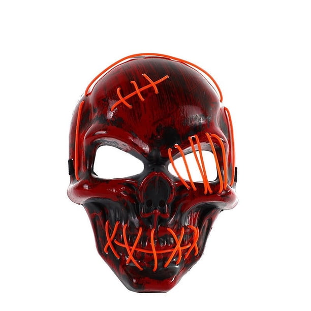 Máscara LED de Halloween de 2 piezas - Máscara iluminada Máscaras LED Máscara aterradora de alambre EL para mascarada Cosplay Máscara facial iluminada