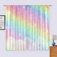 thumbnail image 3 of Rainbow Curtains 42Wx63H Inch Rod Pocket Kids Pastel Curtains Girls Cartoon Cute Colorful Sky Clouds Stars Aesthetic Art Printed Girly Princess Living Room Bedroom Window Drapes Fabric 2 Panel, 3 of 5