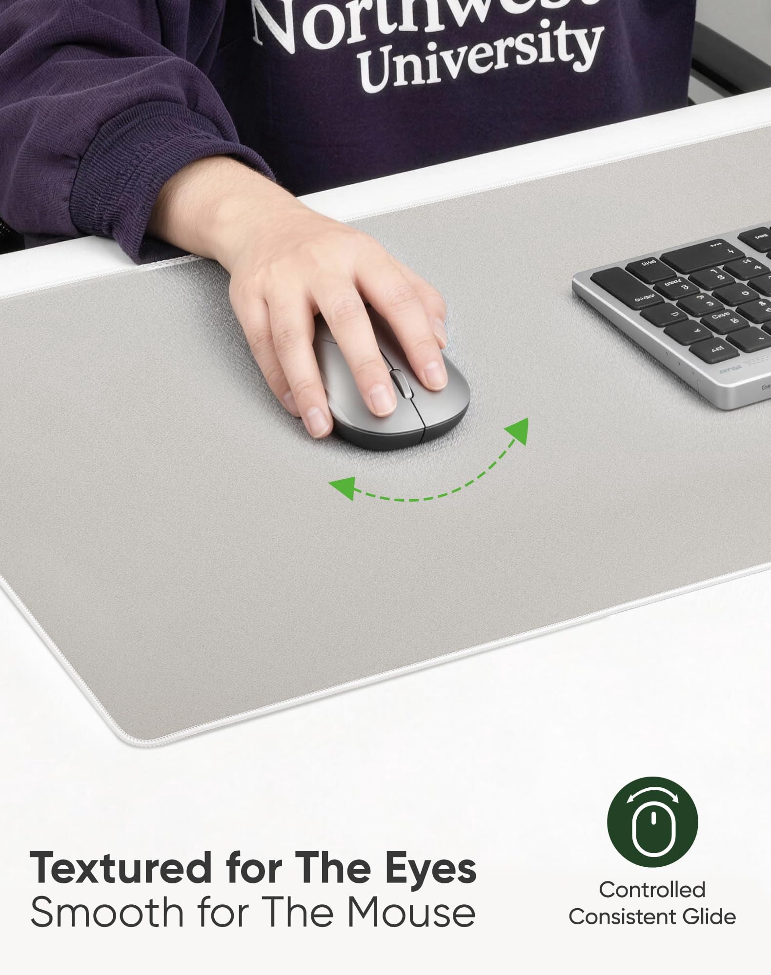 Beige Waterproof Desk Mat  Large With Extended Mouse Office Protector Anti-slip Base Stitched Edge Grain Jacquard Surface For Gamer Home Xl 11.81"x27.56"x0.12'