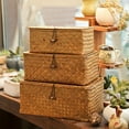 thumbnail image 2 of Woven Basket Wicker Basket With Lid Seagrass Laundry Rattan Organizer Box For Bathroom Living Room Kitchen, 2 of 10