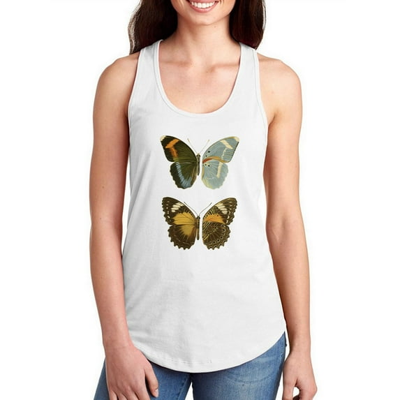 Antique Blue Butterflies Iii Racerback Tank Women -Vision Studio Designs, Female Small