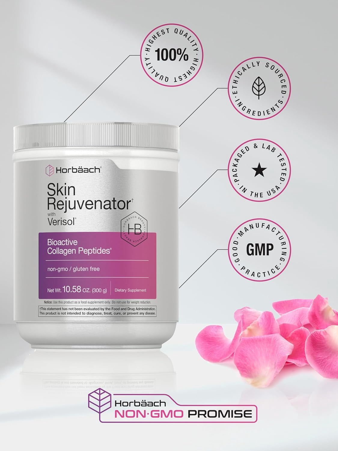 Skin Rejuvenator Powder 10.58 oz | Bioactive Collagen Peptide | by Horbaach
