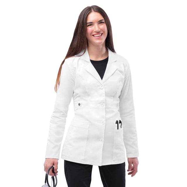 Bata De Laboratorio Elástica Universal Adar Para Mujer - Bata De Laboratorio Con Cintura Con Lengüeta De 28" - 3300 - Blanco - S