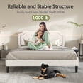 thumbnail image 6 of Queen Size Cream Color Bed Frame Upholstered Low Profile Traditional Platform with Tufted and Nail Headboard, 6 of 9