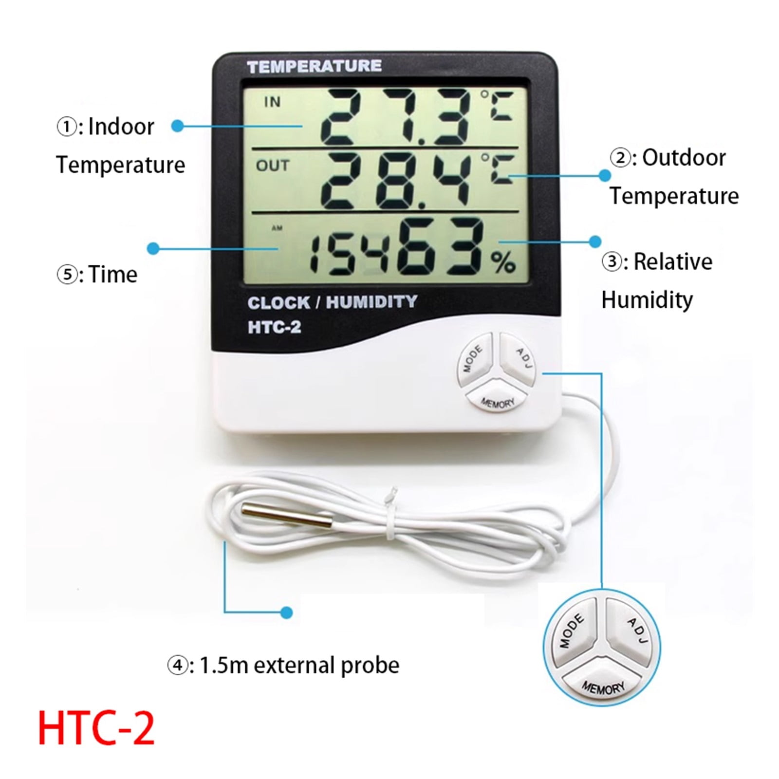 LED Screen Digital Temperature and Humidity Meter High Precision Home Indoor Fish Tank Refrigerator ,Simple Operation