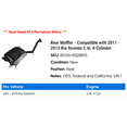 thumbnail image 2 of Rear Muffler - Compatible with 2011 - 2013 Kia Sorento 2.4L 4-Cylinder 2012, 2 of 2