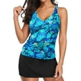thumbnail image 3 of ZANKLEY Womens Two Piece Tankini Swimsuit with Skirt Tummy Control Modest V Neck Ruched Bathing Suit for Beach Vacation, 3 of 11