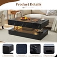 thumbnail image 5 of UHOMEPRO White LED Coffee Table, Modern High Gloss Living Room Center Table with Storage Drawers, Remote Controlled RGB LED Lights, 2-Tier Rectangle Marbling Print, 5 of 7