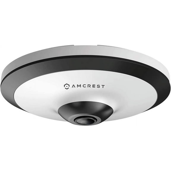 Amcrest 5-Megapixel Fisheye Camera, UltraHD Security PoE Camera Indoor, 1.4mm Lens, 33ft Nightvision, 360° Panoramic Camera Coverage, Cloud and MicroSD Recording, IP5M-F1180EW (White)