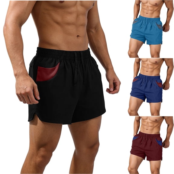 DDAPJ pyju Men's Running Shorts Gym Athletic Workout Shorts Drawstring Waist Bodybuilding Training Shorts Lightweight 3 Inch Sports Shorts with Zipper Pockets Black XL