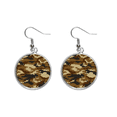 thumbnail image 1 of Camouflage Line Art Grain Illustration Pattern Ear Dangle Silver Drop Earring Jewelry Woman, 1 of 3