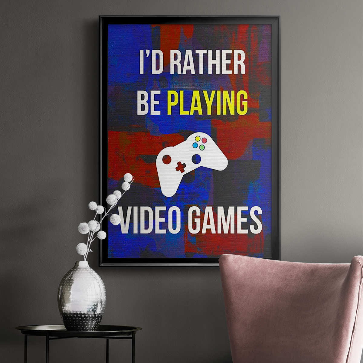 Gamer at Play III Premium Framed Print, in Gold, Black, or Silver - Ready to Hang