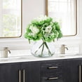 thumbnail image 4 of Lifelike Artificial Flower Arrangement in Vase – Real-Touch Silk & PU Bouquet, Faux Water, 9.8" Home Decor Centerpiece, green, 4 of 22