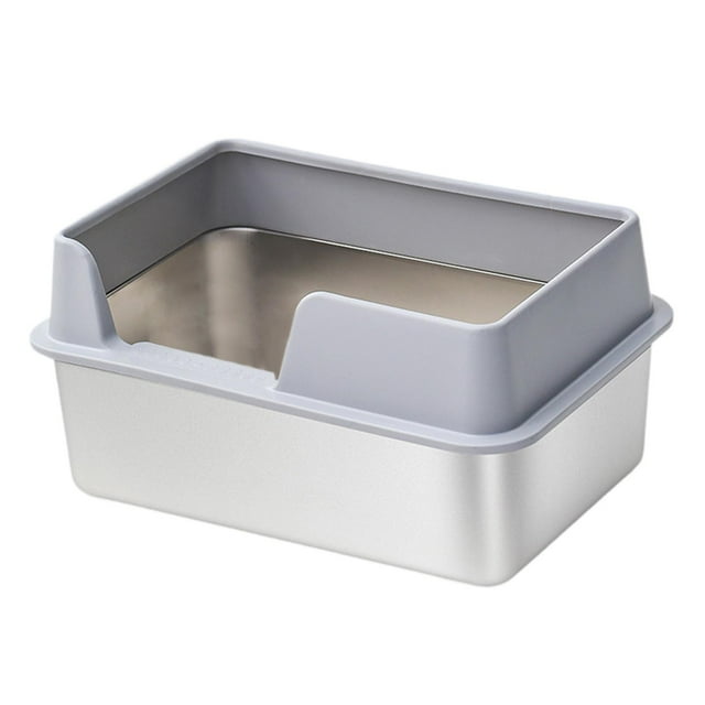 Bandeja de arena para gatitos, caja de arena para gatos, caja de arena para mascotas, bandeja de arena tamizada, inodoro para gatos Gris