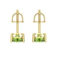 thumbnail image 4 of 1 Ct Heart Cut Studs Green Natural Peridot 18K Yellow Solid Solid Gold Everyday Dainty Earrings Screw Back, 4 of 7