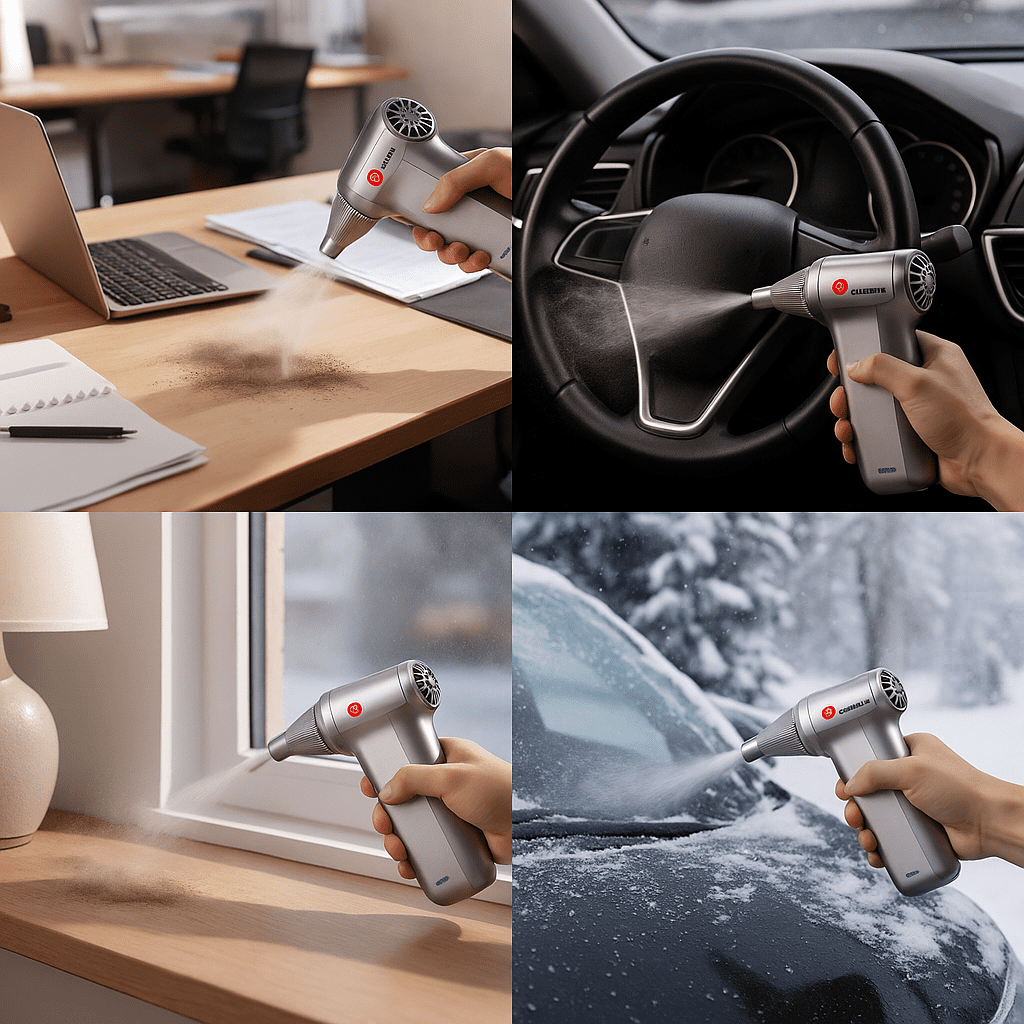 Electric Air Duster, 180000 RPM Brushless Motor, Portable Cordless Compressed Air Blower for Computer & Car Cleaning, 3-Speed, 4000mAh USB-C Rechargeable Dust Cleaner