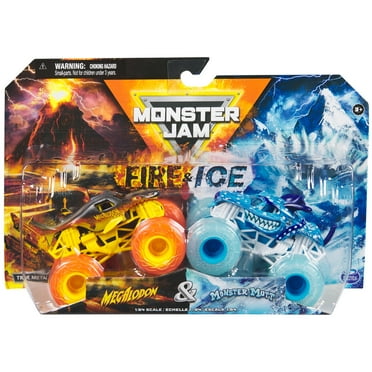 Monster Jam, Official Fire & Ice, Megalodon and Monster Mutt Die-Cast Monster Trucks, 1:64 Scale, Kids Toys for Boys Ages 3 and up