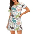 thumbnail image 1 of Balery Easter Rabbit Camisón de manga corta con cuello redondo para mujer, cómodo y elegante., 1 of 6