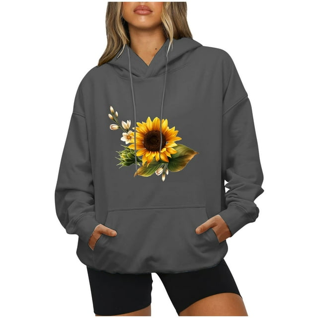 CEHVOM Blouse à Capuche à Manches Longues et Col Rond pour Femmes, Décontractée, Imprimée, Chandail en Molleton, Chemises, Liquidation