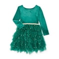 thumbnail image 5 of Dreaming of Lucy Toddler Girls Velvet Glitter Tutu Dress with Long Sleeves, Sizes 12M- 5T, 5 of 7