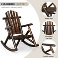 thumbnail image 6 of Ktaxon 26in Outdoor Wooden Rocking Chair, Adirondack Rocker Patio Chair with Rustic High Back for Indoor Backyard Garden Porch, Carbonized, 6 of 8