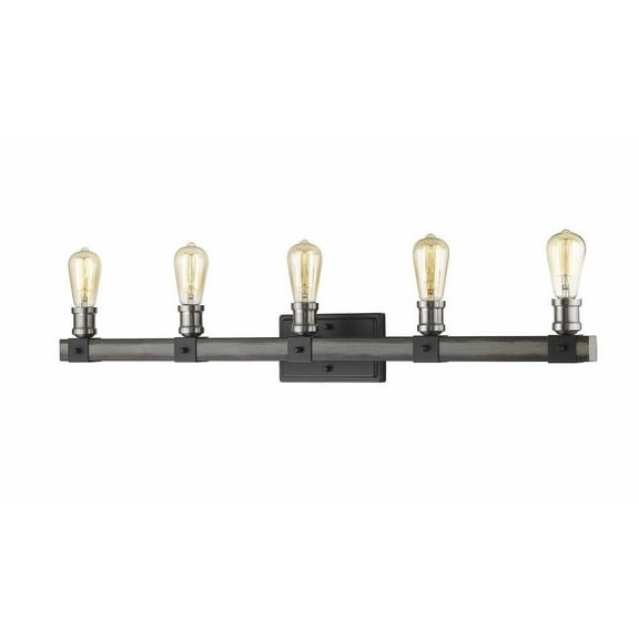 5 Light Vanity Light Fixture in Restoration Style 38 inches Wide By 9.75 inches High-Ashen Barnboard Finish Bailey Street Home 372-Bel-3173638