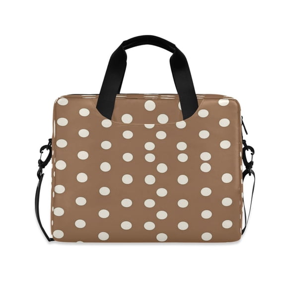16inch Laptop Briefcase, Business Laptop Bag with Detachable Strap & Padded Compartment, Water-Resistant Polyester,White Polka Dots