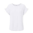 thumbnail image 4 of GEWSEY Womens Summer Tops Crewneck Eyelet Ruffle Sleeve Blouses Casual Shirts 2025 (White, XL), 4 of 8