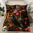 thumbnail image 2 of Manfei 3D Black Crow Twin Sheet Sets, Vintage Western Flower Floral Twin Fitted Sheet, Teens Kids Adult Flat Sheet, Super Cozy Room Decor, 3-Piece, 2 of 7