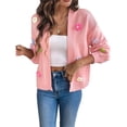 thumbnail image 2 of Cárdigan Corto de Mujer, Suéter de Larga, Estilo Bohemio, Bordado Floral de Ganchillo, Corte Oversize, Prenda Exterior de Punto Abierta Rosa XL, 2 of 9