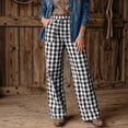 thumbnail image 2 of Dresfit Gingham Pants for Women Wide Leg Baggy Sweatpants Drawstring Wide Leg Palazzo Pants Relaxed Fit Straight Leg Plaid Running Sweat Pants with Pockets XL, 2 of 5