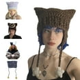 thumbnail image 2 of COMEET Beanie Hat, Girl Y2K-theme Party Hat Knitted Hat Balaclava-hat Thicken Devil Hat Cat Ear Hat Photo, 2 of 20