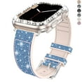 thumbnail image 1 of Compatible with Apple Watch Band 42mm with Case Women ,Blingbling Leather and Silicone Band with Diamond Case (without screen protector) for iWatch Series 3 2 1, 1 of 6