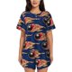 thumbnail image 1 of Balery Bowling Ball And Flame Conjunto de Pijama para Mujer con Estampado, Dos Piezas de Manga Corta y Shorts, Ropa de Dormir Suave con Cuello Redondo y Bolsillos-Medium, 1 of 6