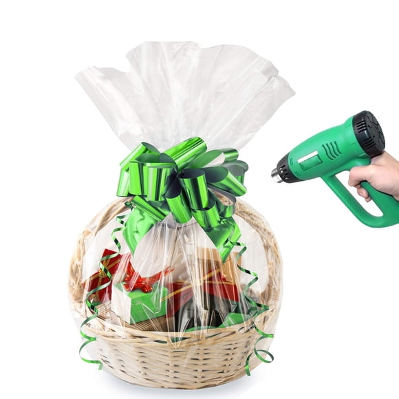 Sacs pour Panier Rétractable, 20 Pcs 18x22 Pouces Sacs Rétractables en PVC Transparent pour Panier Cadeau