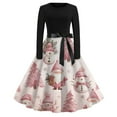thumbnail image 7 of Christmas Dresses for Women Women's Casual Fashion Round Neck Long Sleeve Christmas Printed Party Vintage Long Dresses for Holiday Gathering,Pink,2XL, 7 of 7