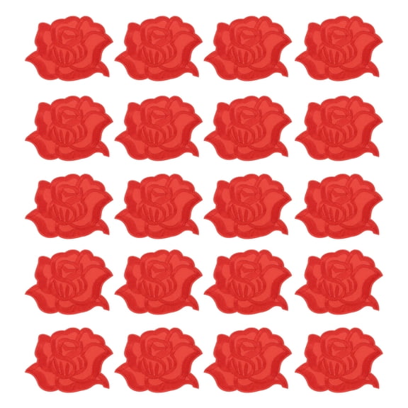 Uxcell Rose Iron-On Patches, 1.9 in Rose Embroidered Patch Applique Iron Sew on Patch for Clothing Backpacks Pack of 20, Red