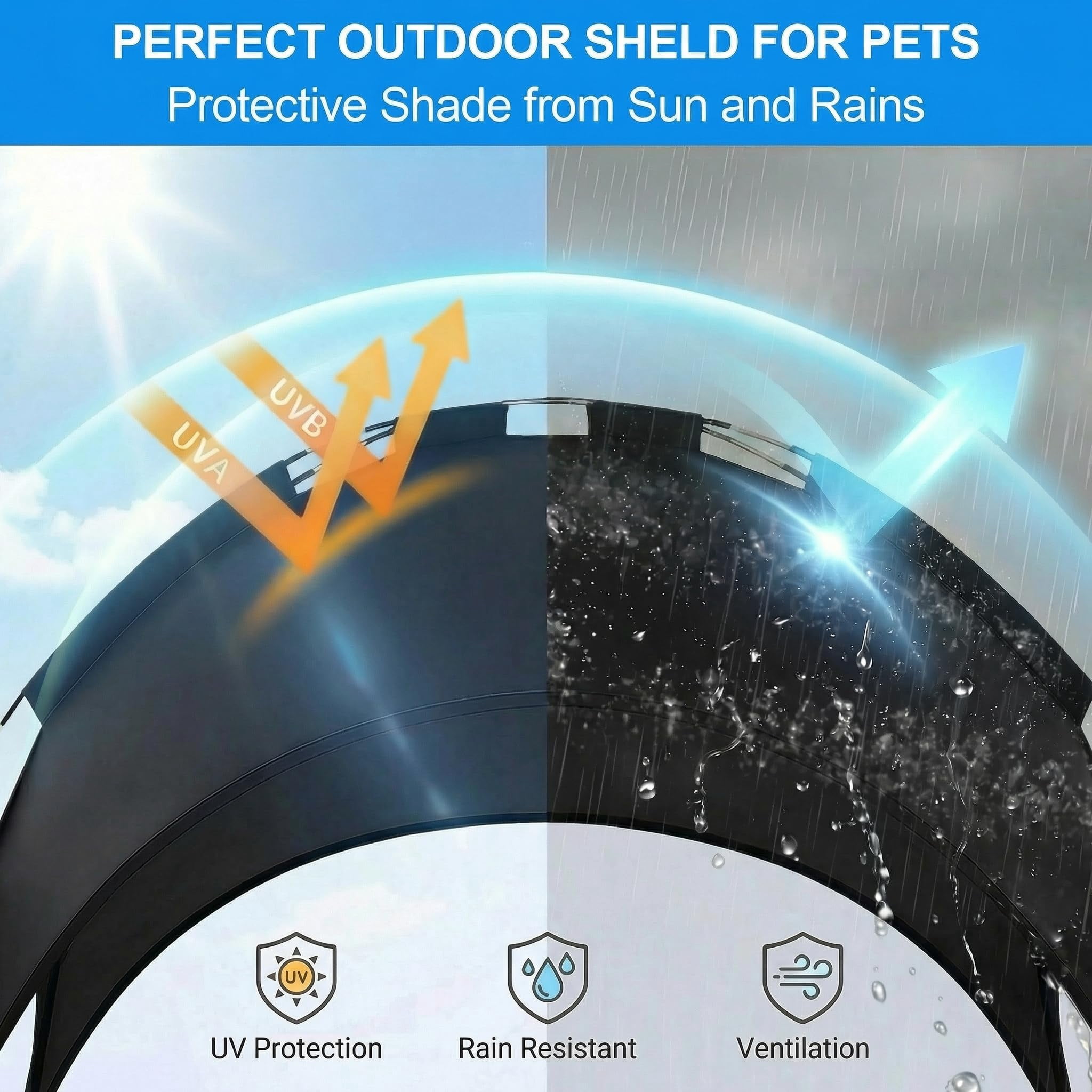 Elevated Dog Bed With Raised Pet For Large Dogs  Outdoor Removable Sun Shade Tent Breathable Mesh Portable Camping Beach Backyard Use