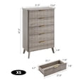 thumbnail image 2 of EastVita Fluted Dresser for Bedroom with 5 Deep Drawers 47in Tall Chest of Drawers with Faux Marble Top Curved Profile Design Modern Wooden Dresser for Living Room Kids Room Hallway-Grey, 2 of 8