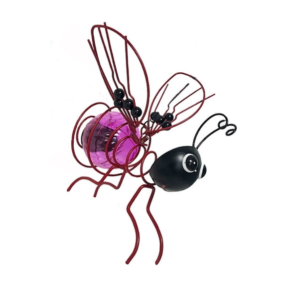 Solar Powered Hanging Bug Decorative Light 6 Inch Glowing Insect Art Sculpture Waterproof Metal for Outdoor Garden Patio Tree Porch Decor Summer Spring Purple