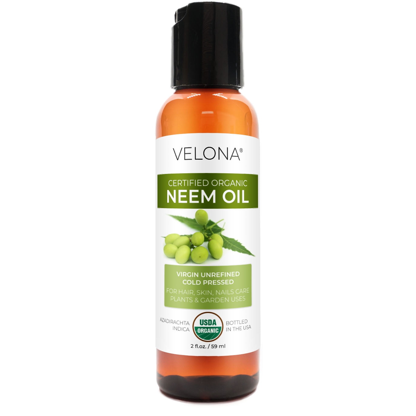 velona USDA Organic Neem Oil - 2 fl oz, Cold Pressed, Virgin Unrefined