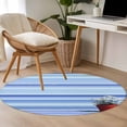 thumbnail image 4 of Round Rugs 3.3Ft, Blue Ombre Striped Daisy Round Area Rug Washable Indoor Throw Carpet, Vintage Flowers Abstract Art Soft Non Slip Circle Rug for Laundry Room Patio Home Decor Aesthetic, 4 of 8