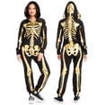 thumbnail image 1 of Disfraz Tipsy Elves, mono dorado con forma de esqueleto para mujer, talla M, 1 of 6