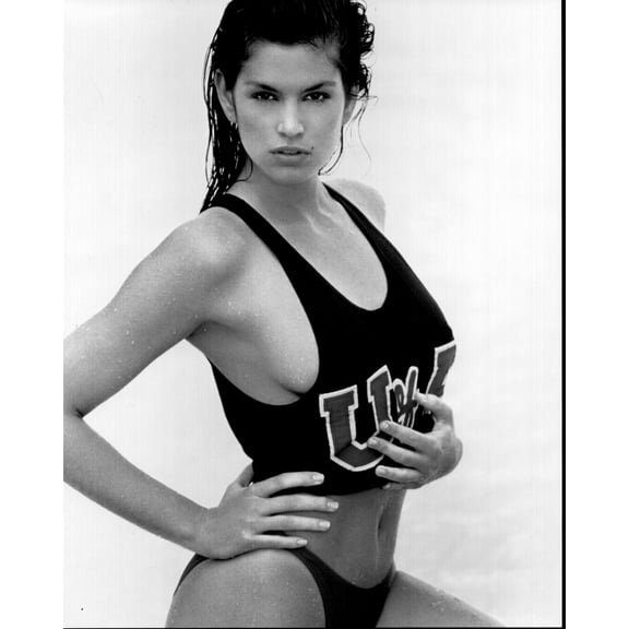 Cindy Crawford Wet In Tank Top Black And White Photo Print (8 x 10) - Item # MVM70960